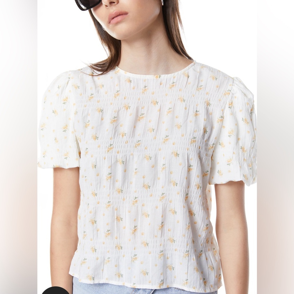 Oak + Fort Floral Crinkled Floral Top
